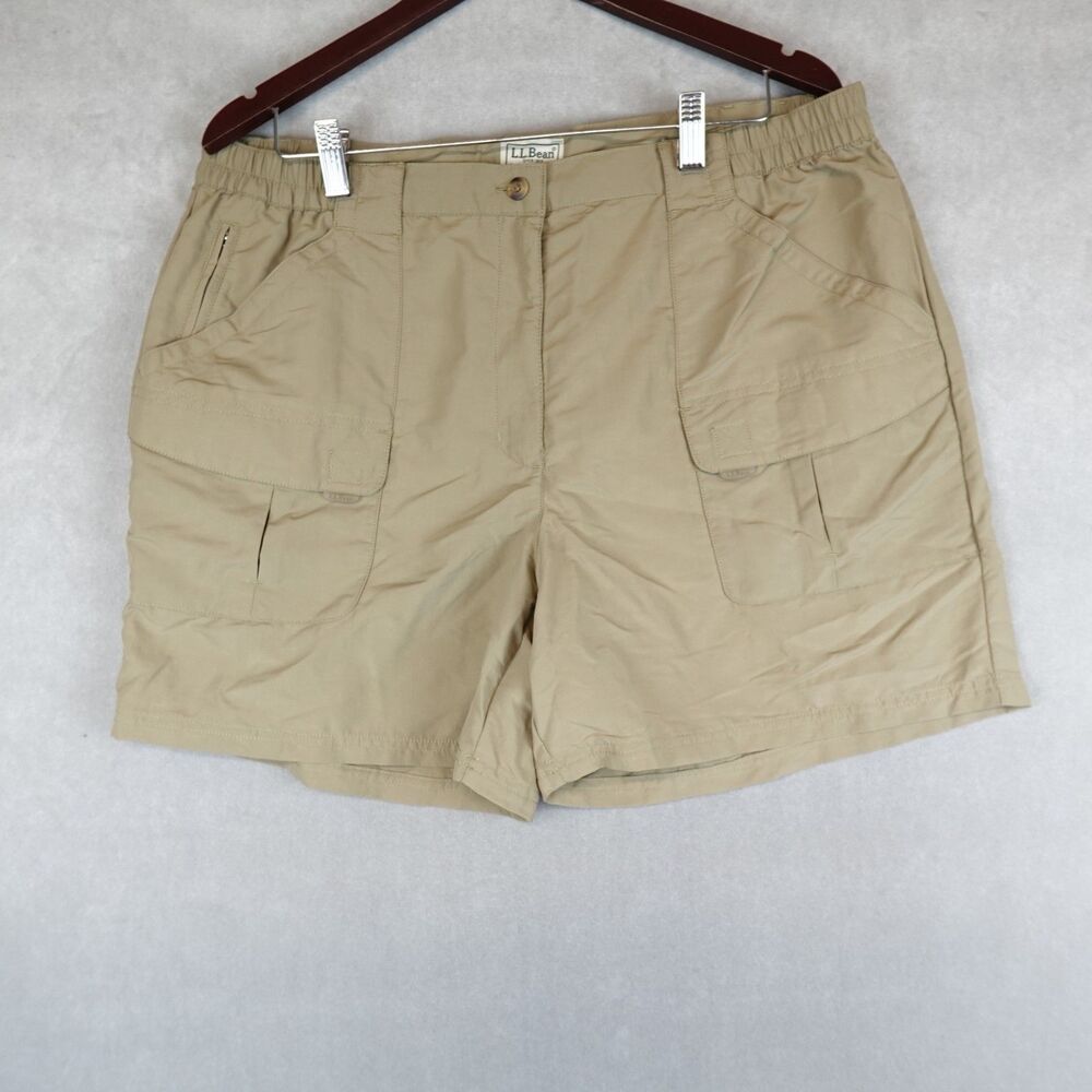 NWT LL Bean Shorts Womens XL Brown Cargo Safari Hiking SunSmart UPF 50+